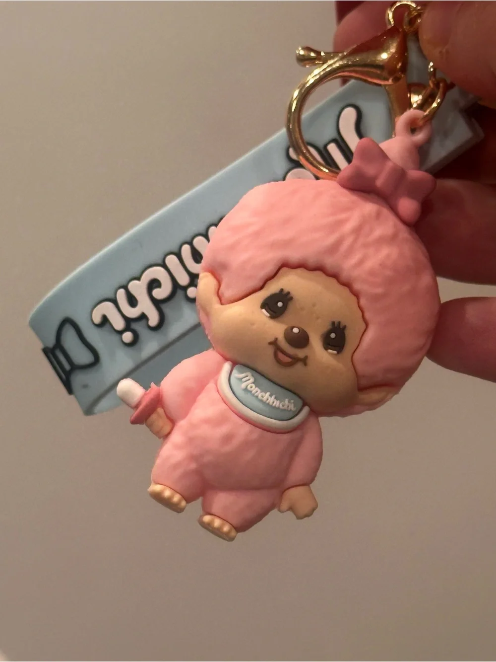 Monchhichi Pink Baby Bag Charm Keychain Sekiguchi 2025 Kawaii NWT Pacifier RARE
